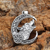 Wolf Amulet Moon Star Wicca Witchcraft Pagan Jewelry Slavic Kolovrat Pendant Necklace Talisman