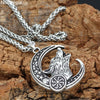 Wolf Amulet Moon Star Wicca Witchcraft Pagan Jewelry Slavic Kolovrat Pendant Necklace Talisman