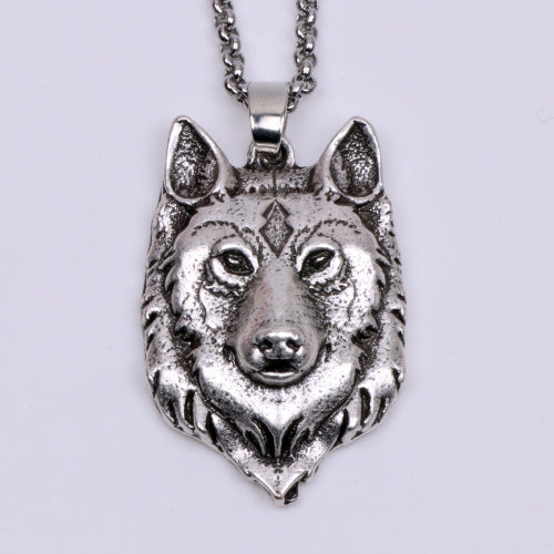 Wolf Head Necklace Pendant Animal Power Norse Viking Amulet Necklaces Pendants Men Women Gift Jewelry Antique Silver