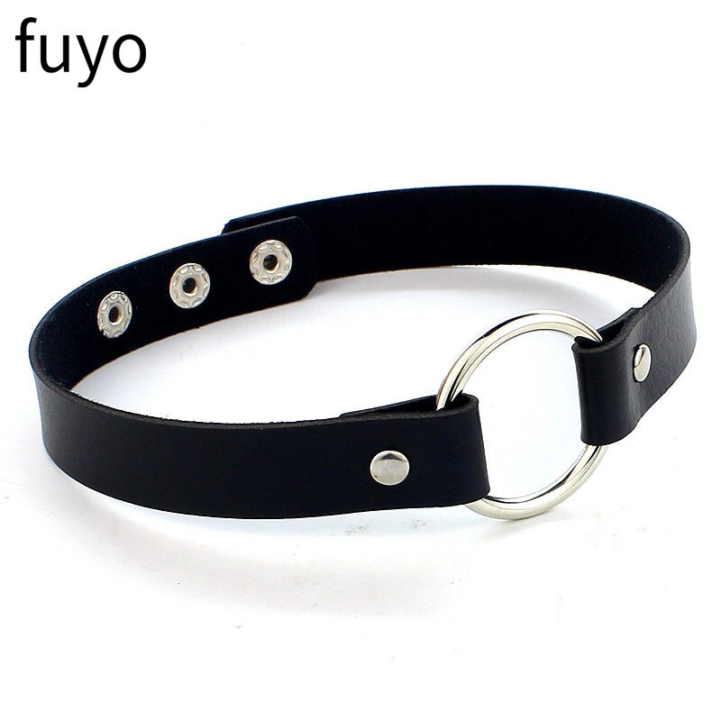 Woman Black Punk Choker Collar Necklace Pu Leather Goth Rivets