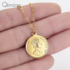 Woman Coin Necklace Golden Color Ten Cents Coin Sea Spirit Ngoreru Elizabeth Isle Of Women Statement Necklace Collier Gift
