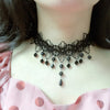 Woman Lace Plaid Striped Flower Sexy Tassels Necklace Choke Hollow Out Big Rose Black Gothic Punk Handmade Wedding Jewelry Gift