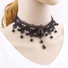 Woman Lace Plaid Striped Flower Sexy Tassels Necklace Choke Hollow Out Big Rose Black Gothic Punk Handmade Wedding Jewelry Gift