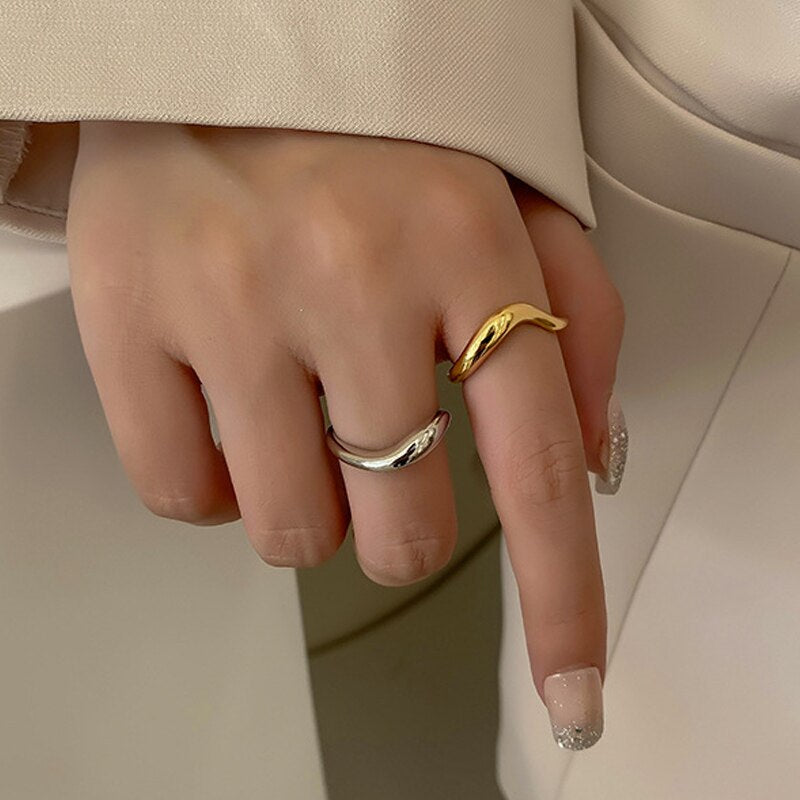 Woman Rings Twining Gold Colour Ring For Girls  Korean  Quality Jewelry Trend Accessories GaaBou