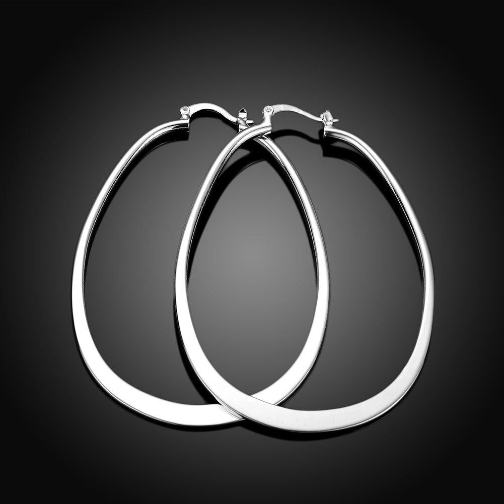 Woman U-Shape Flat Hoop Earrings 925 Stamp Silver color  Jewelry 2022 Jewelry Female Christmas Gifts GaaBou