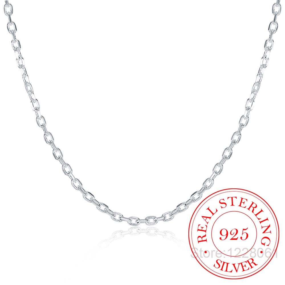 Woman's Fine Jewelry 925 Sterling Silver Flat ROLO Chain Necklace Charm 2MM Wide Silver Necklace 16