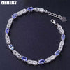 Wome Natural Blue Tanzanite Gemstone Bracelet Genuine Solid 925 Sterling Silver ZHHIRY