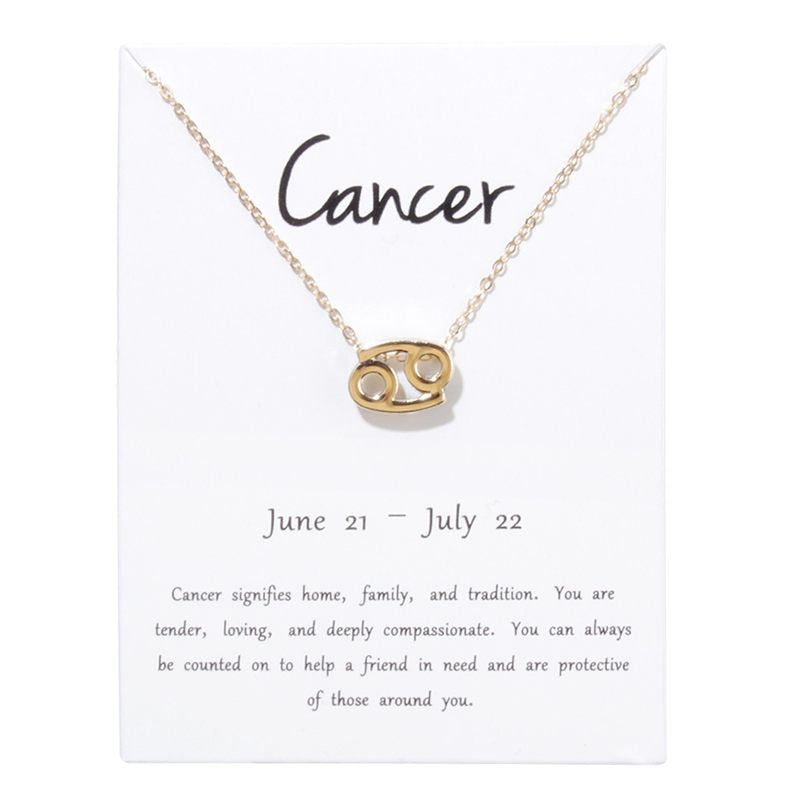 Women 12 Constellations Necklace Pendant Cancer Leo Virgo Libra Scorpio Capricorn Birthday Gifts With White Card Necklaces