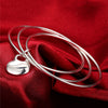Women 925 Stamp Silver Color Three Round Love Heart Bangles Bracelets on Hand Wedding Party Charm Jewelry Christmas