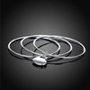 Women 925 Stamp Silver Color Three Round Love Heart Bangles Bracelets on Hand Wedding Party Charm Jewelry Christmas