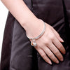 Women 925 Stamp Silver Color Three Round Love Heart Bangles Bracelets on Hand Wedding Party Charm Jewelry Christmas