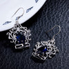 Women 925 Sterling Silver Earrings Vintage Bohemian Eardrop Handmade Crown Lady Wedding Party Earring Lab Precious Stone Jewelry
