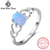 Women 925 Sterling Silver Rings With Oval Blue Fire Opal Stone Hollow Out Heart Wedding Jewelry Female Finger Ring(Lam Hub Fong)