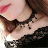Women Black Lace Choker Gothic Necklace with Crystal For Girls Halloween Grunge Party Custume Vintage Thick Choke Jewelry Gifts