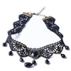 Women Black Lace Choker Gothic Necklace with Crystal For Girls Halloween Grunge Party Custume Vintage Thick Choke Jewelry Gifts