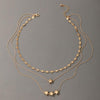 Women Boho Pendant Neckalce Charms Multilayers Solid Color Geometric Five-pointed Star Collarbone Chain Jewelry Collar