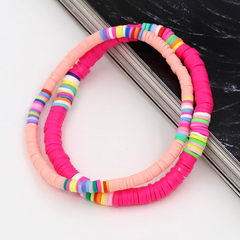 Women Bracelets  Combination Color Polymer Clay Wrist Jewelry Boho Bracelet Gift for  Friend Couple Bracelet