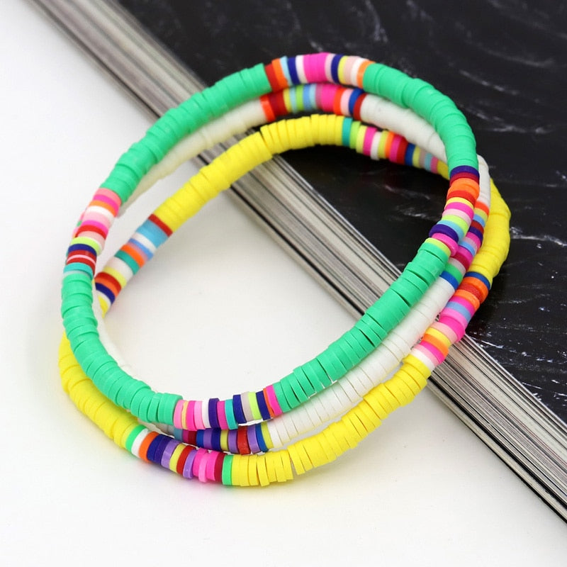 Women Bracelets  Combination Color Polymer Clay Wrist Jewelry Boho Bracelet Gift for  Friend Couple Bracelet