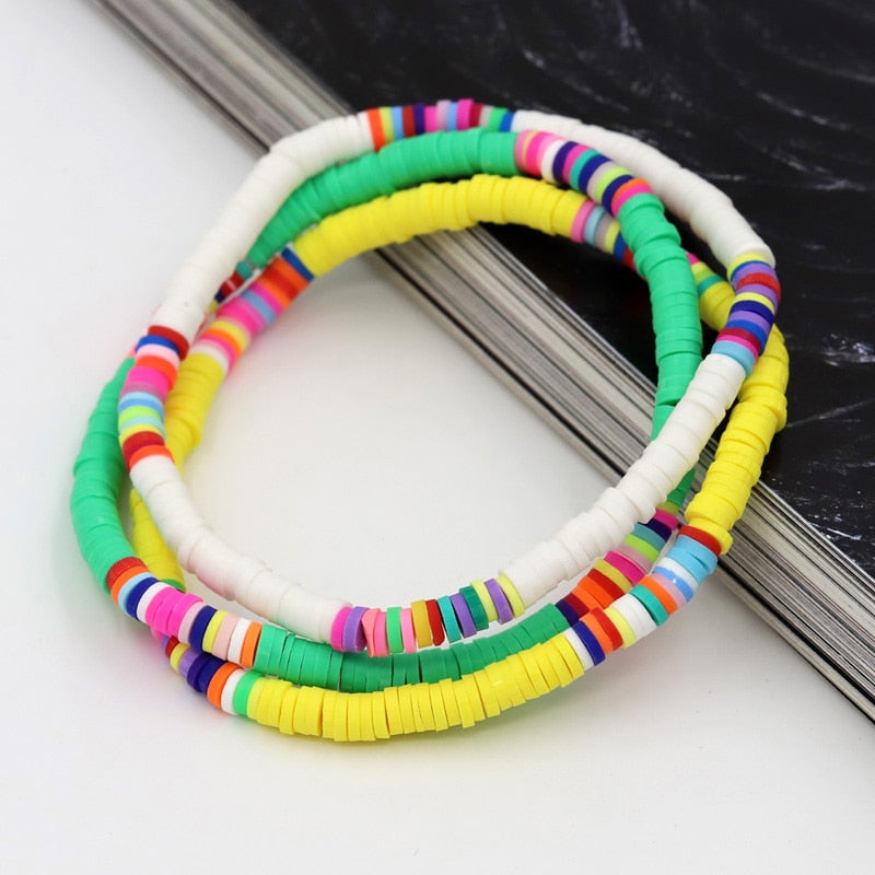 Women Bracelets  Combination Color Polymer Clay Wrist Jewelry Boho Bracelet Gift for  Friend Couple Bracelet