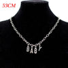 Women CRY BABY Pendant Necklace Set Streetwear Choker Jewelry Gothic Letter Necklace Collar Gato Collier Femme Necklace Gift