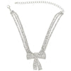 Women Chockers Elegant Alloy Rhinestone Full Crystal Bow Pendant Necklace Female European and American Fairy Necklace