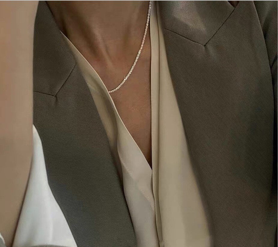 Women Choker Clavicle Chain Silver Color Cross Necklaces Simple Party Necklace Gift For Women