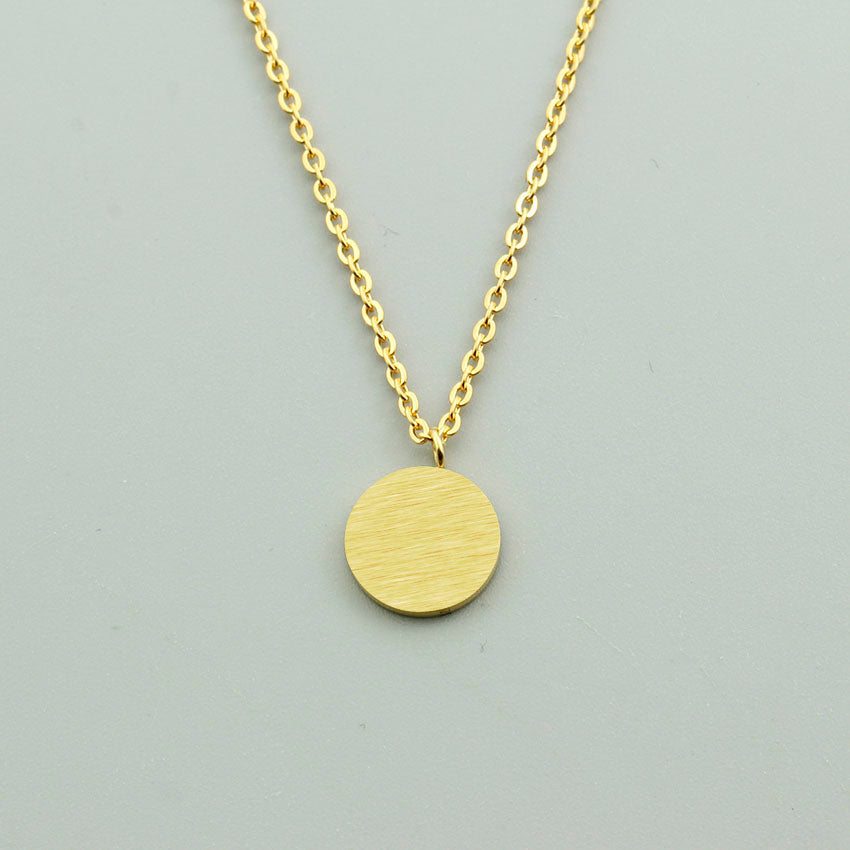 Women Choker Stainless Steel Karma Circle Pendant Geometric Lucky Charm Round Coin Disc Necklace Full Moon Colar Chain Jewerly