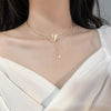 Women Chokers Necklace Trendy O-chain Metal Geometric Party Necklace Butterfly Bead Pendant Necklace Female Jewelry Accessories