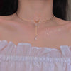Women Chokers Necklace Trendy O-chain Metal Geometric Party Necklace Butterfly Bead Pendant Necklace Female Jewelry Accessories