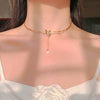 Women Chokers Necklace Trendy O-chain Metal Geometric Party Necklace Butterfly Bead Pendant Necklace Female Jewelry Accessories