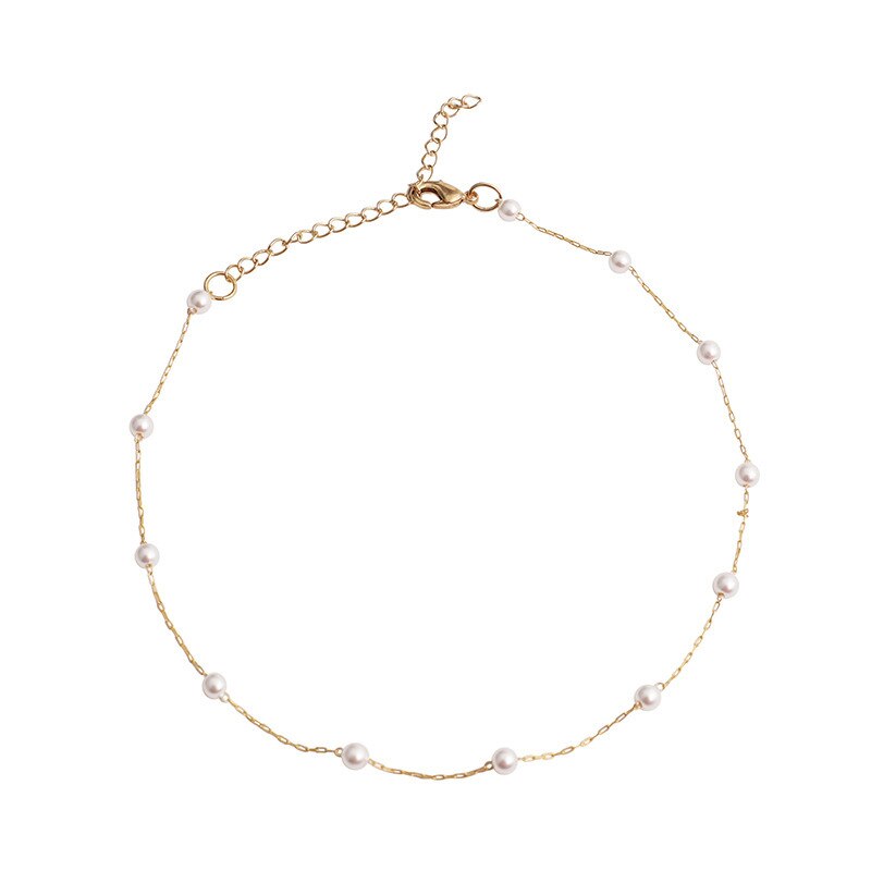 Women Chokers Necklaces Gold Short Link Chain Pearls Necklace Choker Korea Accessories Collares De Moda 2021 Jewelry