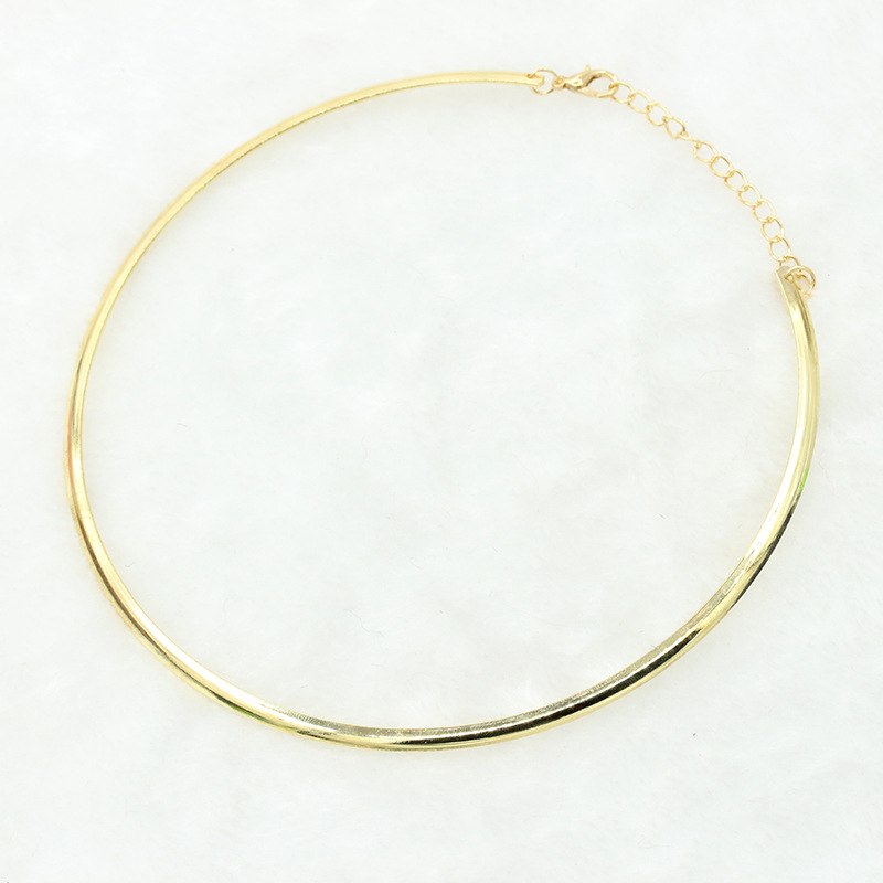 Women Chokers Necklaces Round Circle Torques Gold Silver Plated Metal Clavicle Chain Bib Jewelry Gothic Accessories Adjustable