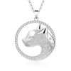 Women Crystal Cat Pendant Necklace Silvery Rose Gold Color pendentif Round Pet Pendant Necklace Long Chains Jewelry colgante