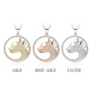 Women Crystal Cat Pendant Necklace Silvery Rose Gold Color pendentif Round Pet Pendant Necklace Long Chains Jewelry colgante