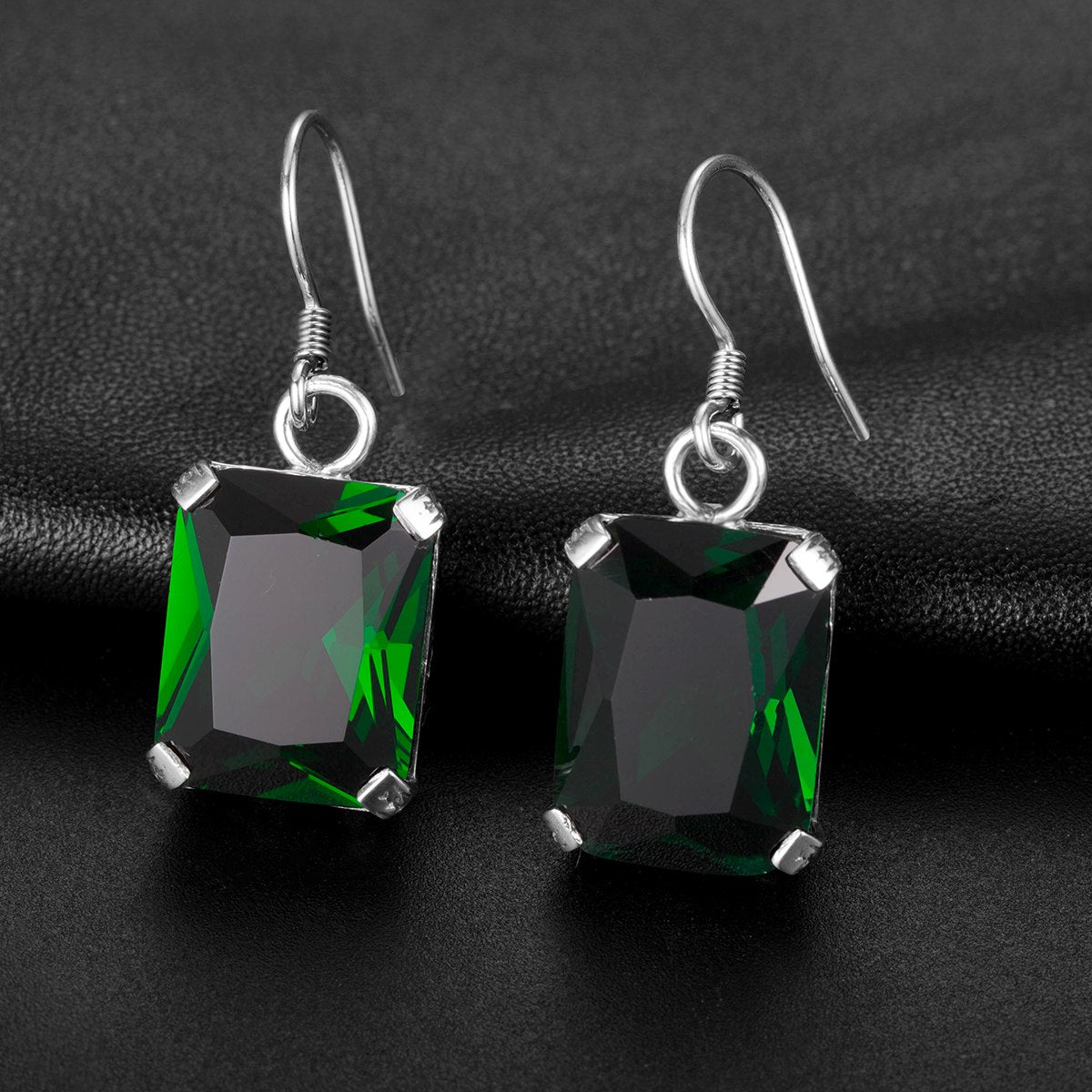 Women Earrings Vintage 925 Sterling Silver Fine Jewelry Retro Bohemia Pendientes Lab Ruby Emerald CZ Stone Lady Party Eardrops