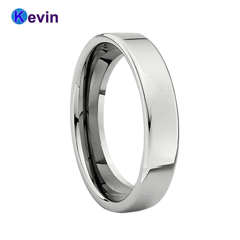 Women Engagement Rings Tungsten Ring Wedding Flat Band Width 4MM