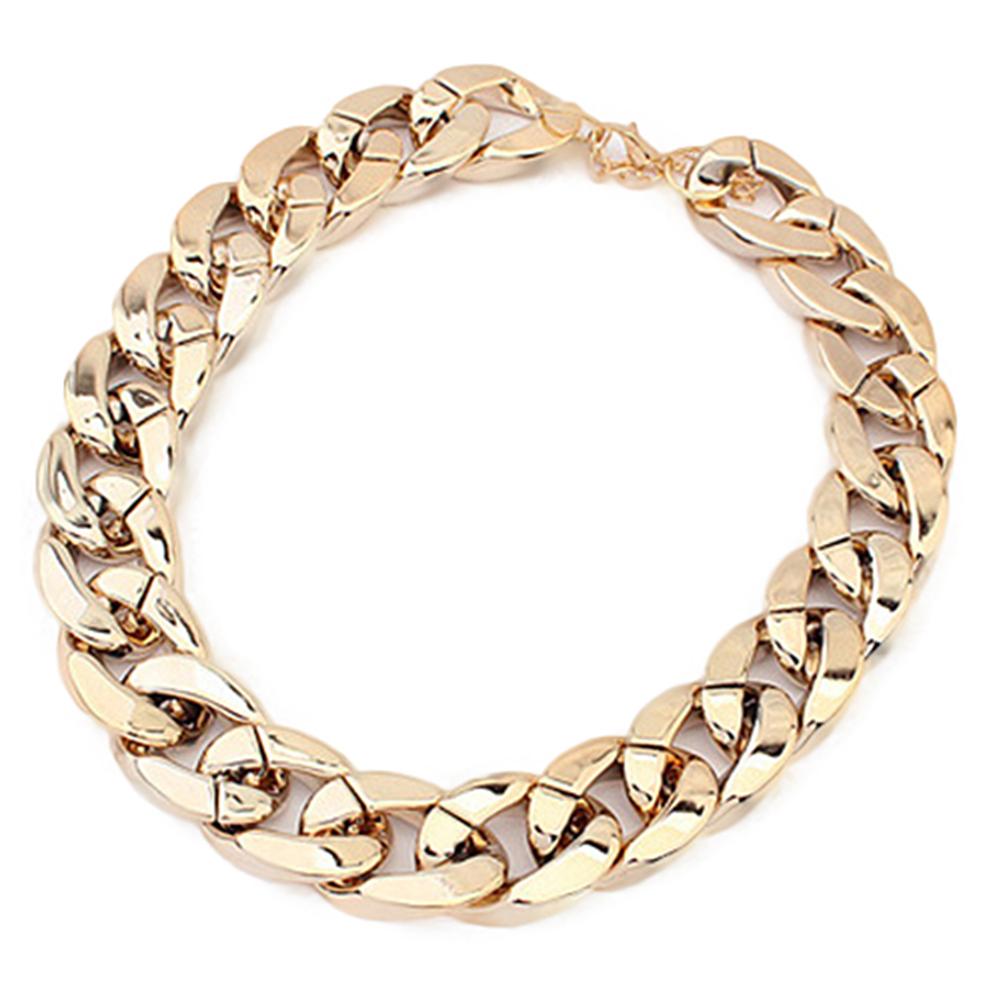 Women European American Necklace Stylish Retro Punk Hip Hop Neck Chain Simple Thick Shiny Chain Choker Necklace Jewelry Party
