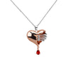 Women Gothic Vinage Rib Cage Necklace Skeleton Heart Punk Unique Heart Shape Pendant With Crystal Necklace Jewelry