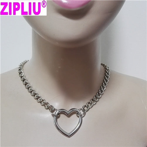 Women Fashion Sexy Harajuku Handmade link Chain necklace punk Choker Collar belt torques club party