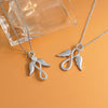 Women Stainless Steel Necklace Crystals Necklace Angel Wings Pendant O-chain Valentines Jewelry Gift