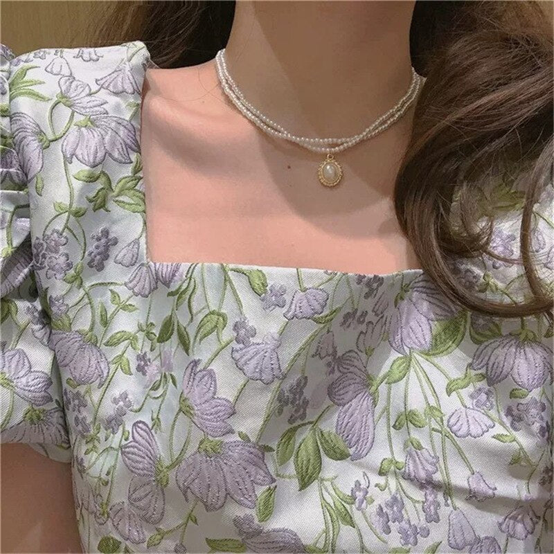 Women Vintage Pearl Necklace Party Necklace Elegant Chain Retro Accessories All Match Necklace Streetstyle Necklace