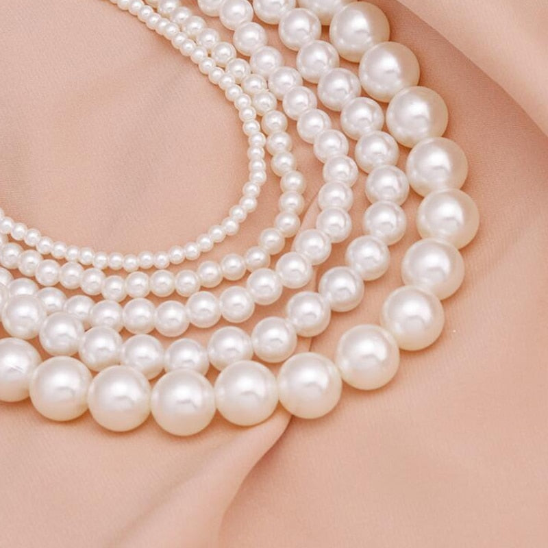 Women Vintage Pearl Necklace Party Necklace Elegant Chain Retro Accessories All Match Necklace Streetstyle Necklace