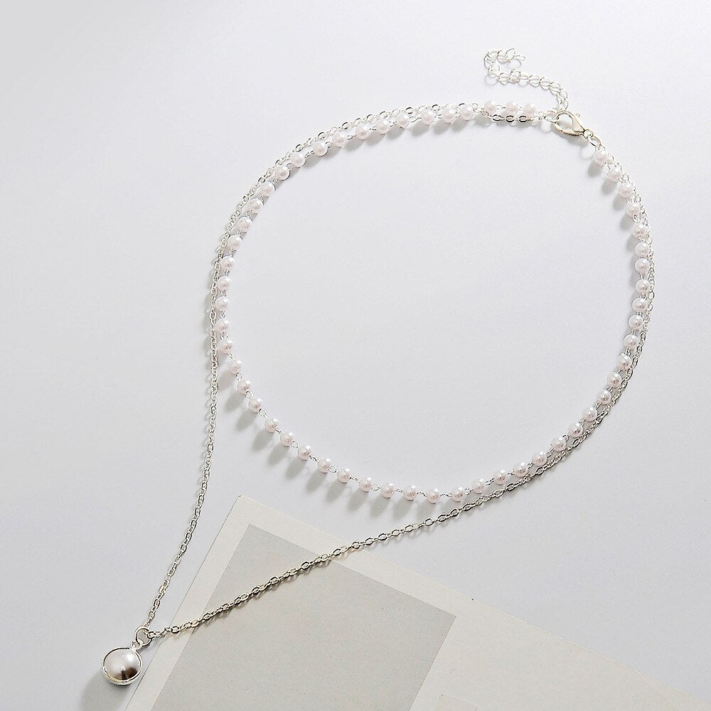 Women Vintage Pearl Necklace Party Necklace Elegant Chain Retro Accessories All Match Necklace Streetstyle Necklace