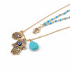 Women Fine Jewelry Charms Blue  Hamsa Hand Necklace Vintage Bead Rammel Necklaces&Pendants