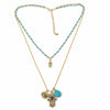Women Fine Jewelry Charms Blue  Hamsa Hand Necklace Vintage Bead Rammel Necklaces&Pendants