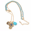 Women Fine Jewelry Charms Blue  Hamsa Hand Necklace Vintage Bead Rammel Necklaces&Pendants