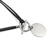 Women Genuine Leather Wax Cord Choker Necklace Stainless Steel Round Pendant Necklace Silver Color Lock Customed Name Necklace