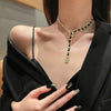 Women Gold Color Pendant Cord Chokers Necklace Thick Chain Toggle Clasp Gold Necklaces Mixed Linked Circle Necklaces