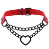 Women Gothic Choker Black Red Necklace Boutique PU Leather Collar Chains Maid Punk Cosplay Access Sex Toys