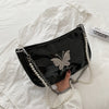 Women Handbag Butterfly Rhinestone Pearl Chain PU Shoulder Crossbody Bag Ladies Chain Shoulder Messenger Bag